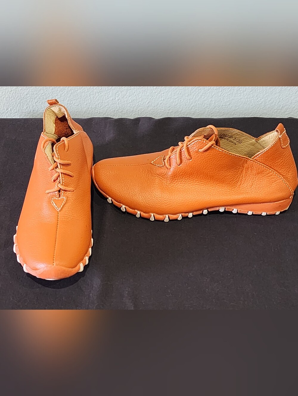 Litfoot | Handmade Leather Leisure Comfort Oxford Shoes | Orange | U.S. Womens 6